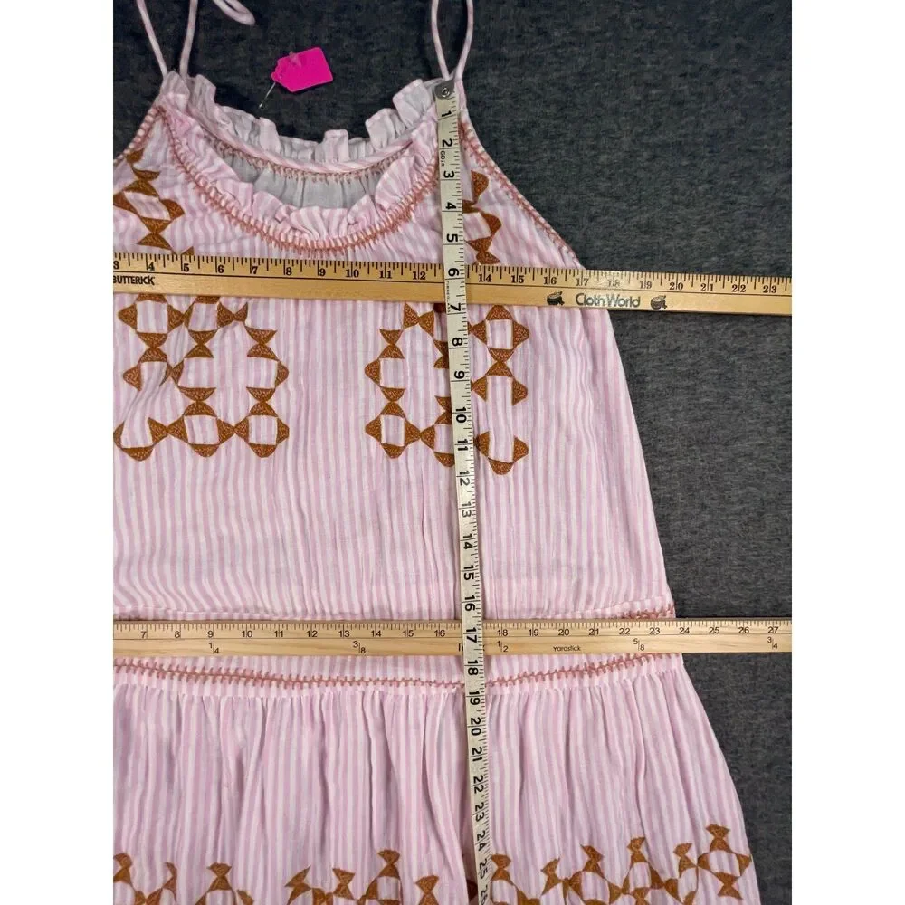 Uncle Frank Candy Stripe Dress Designer Archive Sample Pink Cotton Boho Midi - Picture 7 of 12